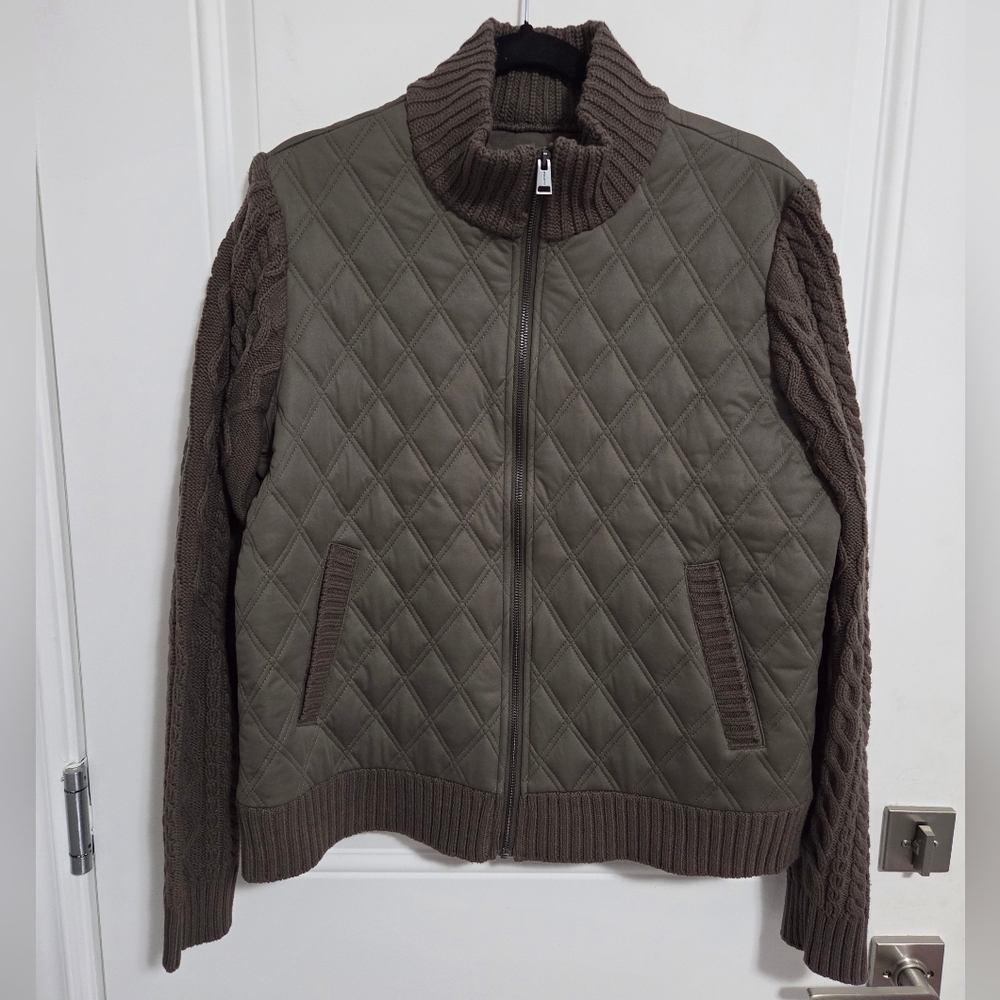NWT - Hunter Women's Cable Knit Sleeves Quilted Bomber Jacket - Size L